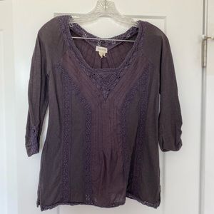 Anthropology Cotton 3/4 sleeve shirt size S plum colored